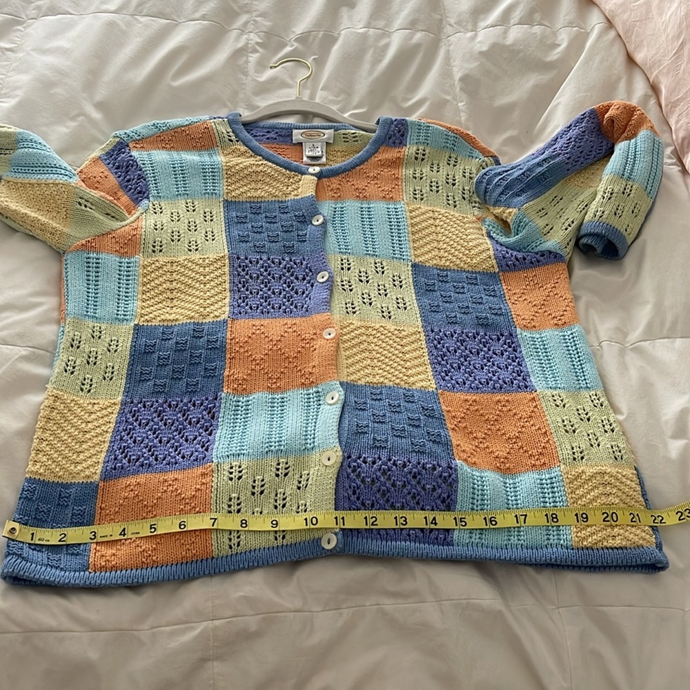 Talbots Patchwork Knit Cardigan Sweater Button Fr… - image 12